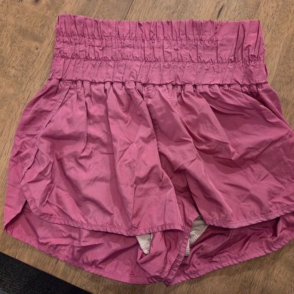 Free People Movement The Way Home Shorts Magenta Pink High Waist Smocked Large